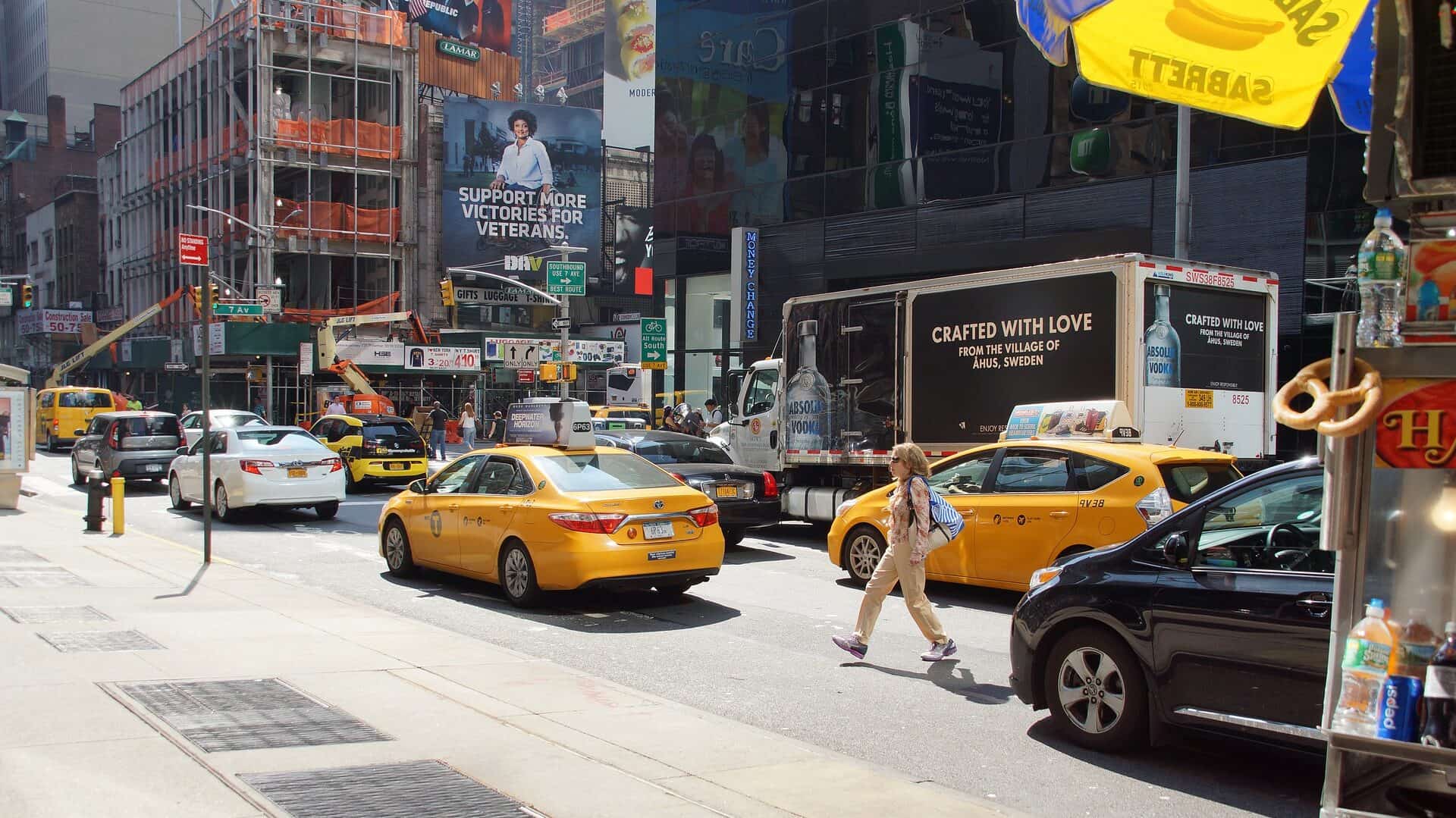 DownTown Manhattan med de velkendte gule taxi