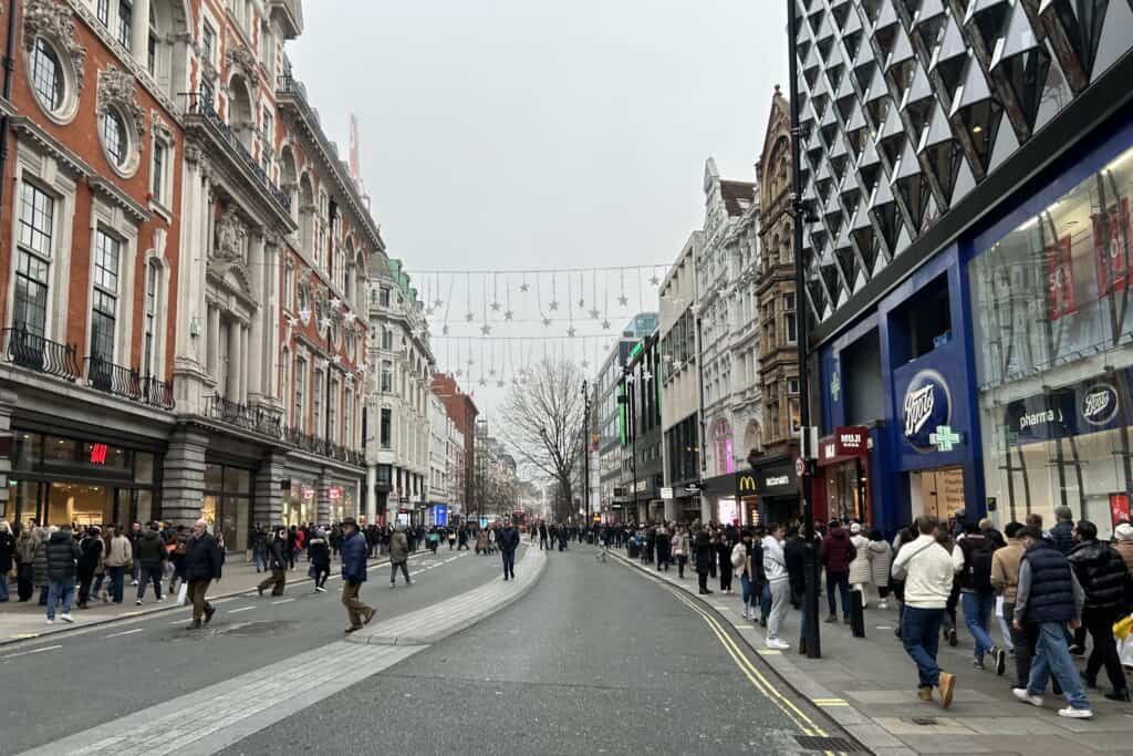 london shopping oxford street juletid